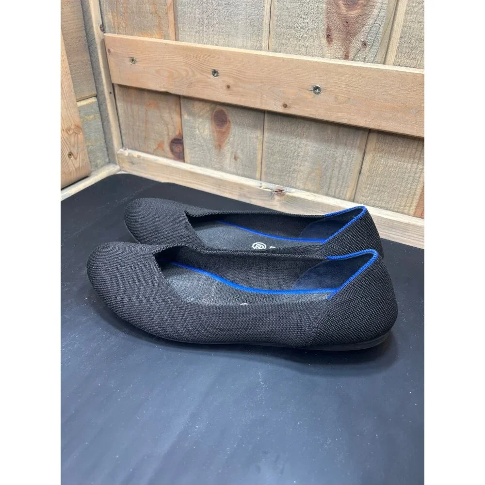 Rothy's Black Flats with Blue Lining